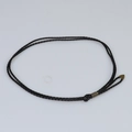 Handmade double-strand black braided leather rope with adjustable metal sliders and tips - 56-58cm / Black Double Strand Woven Adjustable Leather Rope (AB16)