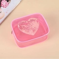 Pink transparent PVC makeup bag with a large glittery heart and a metal zipper - Sequin Heart / Pink