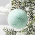 Pale green felt ball Christmas ornament with jute string for festive tree decoration - 5cm / Green