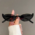 Fashionable black cat eye sunglasses with gold metal trim and tinted lenses for women - Black Frame Grey Lens