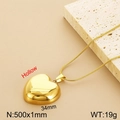 Polished gold hollow heart pendant necklace with 34mm charm and 500mm chain length - Gold Hollow Heart Necklace (KN281894-K)