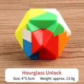 Colorful plastic hourglass-shaped Lu Ban puzzle toy for kids, size 4x5.5cm and 13.9g weight - Hourglass