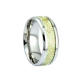 Dragon pattern titanium steel luminous ring with polished silver finish for men - US 9 / Gold