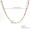 Two-tone gold and silver stainless steel rhombic link necklace with dimensions 540x3mm - Thin Gold & Silver (545-09)