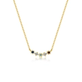Minimalistische S925 Sterlingsilber Halskette mit fünf bunten Zirkonsteinen auf Goldkette - 18K Gold