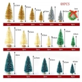 Detailed chart showing various sizes and colors of the 48-piece mini Christmas tree set - Set 6 - 48PCS