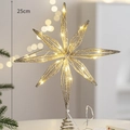 Golden 25cm Octagonal Christmas Tree Topper with Warm LED Lights and Glitter Finish - 25cm / With Lights / Champagne
