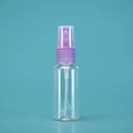 Empty transparent plastic spray bottle with purple pump head and clear cap for perfume - 30ml / Transparent Bottle Black Spray