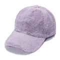 Plush light purple faux rabbit fur baseball cap for women with warm winter fuzzy texture - 56-60cm Adjustable / Purple