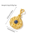 Vintage golden square ripple pendant with blue gemstone and sunburst texture - Pendant (Irregular Lapis Lazuli Style 15)