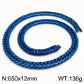 Collier gourmette vintage bleu royal pour homme en acier inoxydable 650x12mm - Collier Bleu