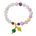 Colorful beaded bracelet with crackle glass beads in pastel pink, blue, and purple tones - Colorful Bead Style 3 / Multicolor
