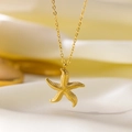 Collier pendentif étoile de mer plaqué or 18K pour femme avec breloque texturée élégante - Collier Étoile de Mer (QYH53) / Doré