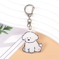 Süßer doppelseitiger Acryl-Bichon-Hunde-Schlüsselanhänger mit silbernem Verschluss - Bichon Hund 3