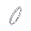 Detailed close-up of a silver pavé open ring featuring multiple clear cubic zirconia stones - R13232 Eternity Band Style / 2.0mm*11 Stones