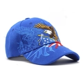 Berretto da baseball blu reale con ricamo dettagliato di bandiera americana e aquila per adulti - Regolabile / Blu