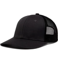 Classic plain black mesh trucker hat with a curved brim and breathable back panels - Black