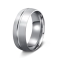 Sleek 8mm silver stainless steel ring featuring a matte brushed finish and center groove - US 11 / Silver