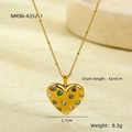 Detail of gold heart pendant with colorful crystals and dimensions 2.7cm by 42+6cm - Gold Bead Chain Colored Zirconia Heart (NMSN-A352-1)