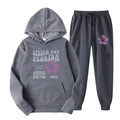 Survêtement en polaire gris chiné avec motif floral violet et lettrage Siesta Key Florida - S / Haut Et Bas / Gris Moyen (Imprimé Siesta Key)
