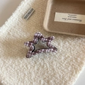 Pinza per capelli a forma di stella con motivo a scacchi marrone e design vuoto - Stile Plaid (6cm)