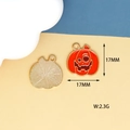 Halloween red enamel pumpkin pendant in gold alloy finish, measuring 17mm and weighing 2.3g - 9 Pumpkin