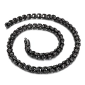 Retro punk skull head link chain necklace in antique silver finish for men - Necklace / Antiqued Black (KN107328-KJX) / 65cm