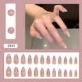 Uñas postizas almendradas degradado rosa con lazos y pedrería, set de 24 unidades - Z895 Lazo Degradado (Estilo Pegamento)