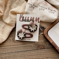 Set of 2 cute handmade bunny embroidery hair clips with pearls on a display card - Embroidered Pearl Rabbit Hair Clip