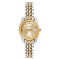 GEDI two-tone metal women's watch with gold diamond-set dial and date display window - Two-tone Gold with Gold Dial