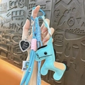 Blue leather horse keychain cute cartoon bag charm dopamine woven strap key ring accessory - Blue Leather Horse Charm