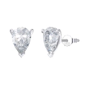 Eleganti orecchini a lobo in argento S925 con pietra a pera brillante per donna. - Argento
