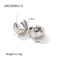Polished silver C-shaped hoop earrings with dimensions and weight measurements - Medium Hoop / Silver