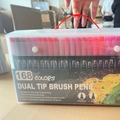 168 colors dual tip watercolor brush pen set with 0.4mm and 1-2mm tips in portable case - Old Style Black 168 Colors Soft Tip