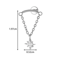 Silver G23 titanium ear stud with bow chain and star pendant, 1.97cm height - Eight-pointed Star / Silver