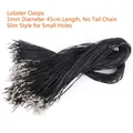 Black 1mm waxed cord necklace with lobster clasp, 45cm length without extension chain - Thin Style/1mm Thickness/45cm Length / No Tail Chain