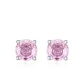 Elegant 925 sterling silver pink round stud earrings with classic four-prong setting - 8mm / Light Pink