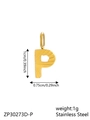 Gold stainless steel letter P pendant necklace charm with radial texture finish - Letter-P / Gold