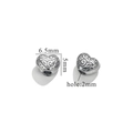 Set of two silver heart-shaped stainless steel spacer beads with detailed relief texture - Style C / 6.5x5mm / Steel
