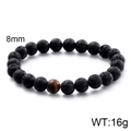 Beaded bracelet with 8mm black lava stones and a single tiger eye stone accent - Lava Stone with Tiger Eye (KB109650-Z)