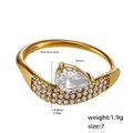 Detailed view of teardrop zircon ring with 8.8mm stone size and gold-plated finish - US 7 / Gold White Zirconia