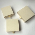 Three beige drawer-style jewelry boxes with gold satin handles in various sizes - Beige Drawer Box / Small (Inner 7.5x7.5x2.8cm)