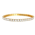 Elegant gold tennis bracelet featuring rows of white zircon stones and square links - Gold