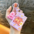 Cute purple Capybara cardholder keychain set with pink 3D charm and lobster clasp - Magic Box - Purple