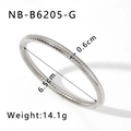 Minimalist silver stainless steel hollow bangle with textured spiral design, 6.5cm diameter - Silver Bold Thread Style (NB-B6205-S)
