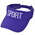 Detail of adjustable strap and white SPORT embroidery on purple kids sun visor cap - Purple