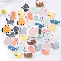 Cartoon cat stickers set in a small box for DIY journal decoration with colorful designs - Meow Meow Meow
