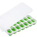 Green 14-grid ice cube tray with soft silicone bottom and translucent lid for easy release - Large / Green