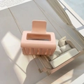 Matte light pink square hair claw clip with frosted finish for long hair styling - 5cm / Pink
