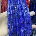 Perles cubiques en pierre naturelle bleu foncé pour la création de bijoux DIY - 4x4mm (Environ 38cm Fil) / Pierre Pastèque Bleue